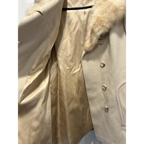 VTG Alorna Holly Plush Womens Short‎ Wool Double Breasted Coat Off White Medium - Picture 7 of 9
